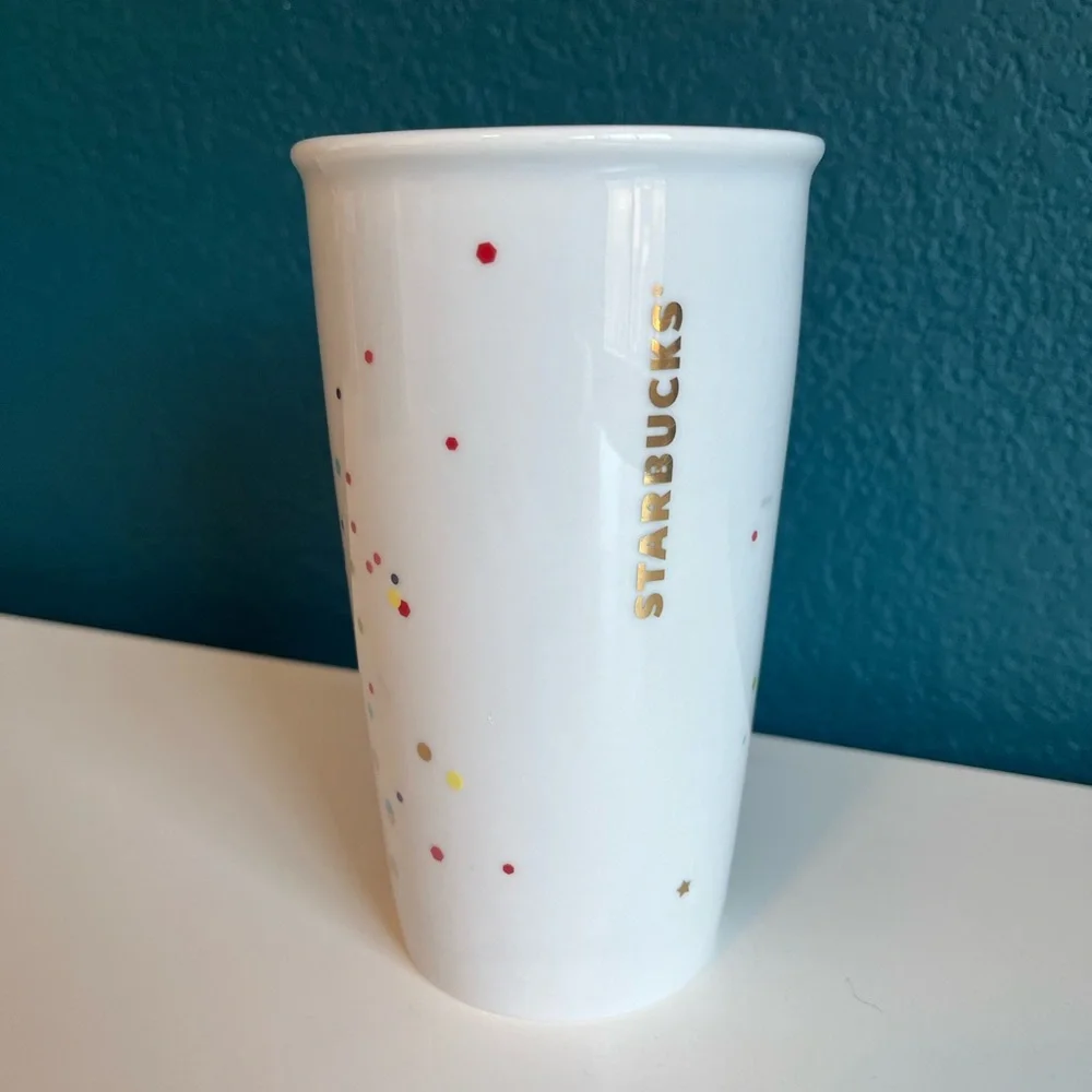 Starbucks Best Day Ever Birthday Confetti Ceramic Traveler Tumbler 16oz